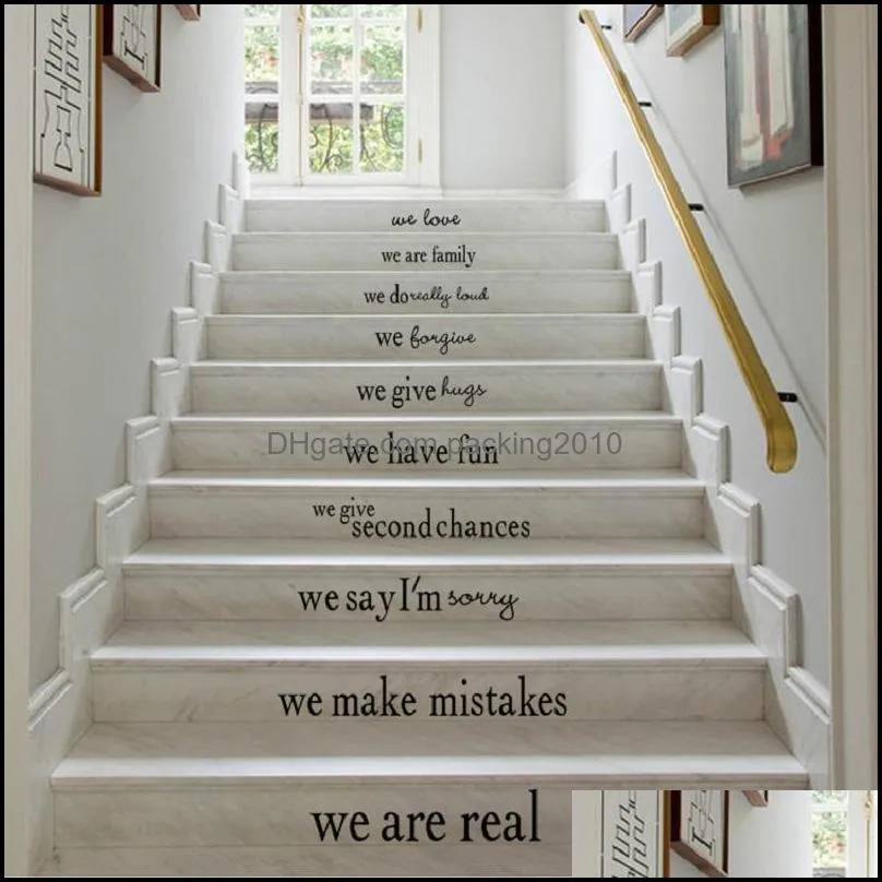 stairs house rule we love we are family in this house wall decal stairs letters sticker stairs quotes living room decorative stickers