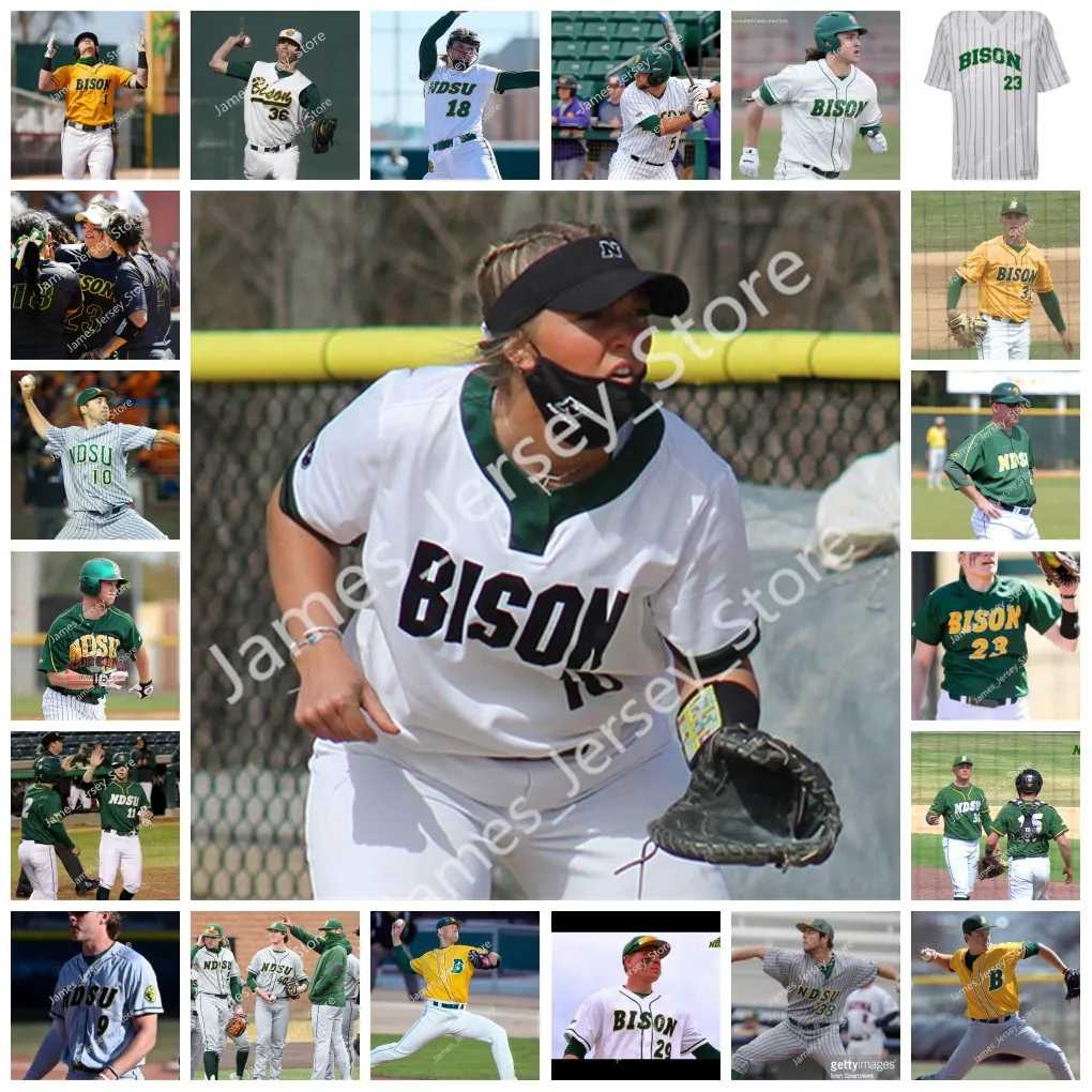 2022 NCAA North Dakota State Bison Stitched Baseball Jersey NDSU 16 Nolan Johnson 18 Jake Drew 22 Hayden Style 24 Evan Sankey 25 Riley Johnson Ben Smith Tyler Kliniske