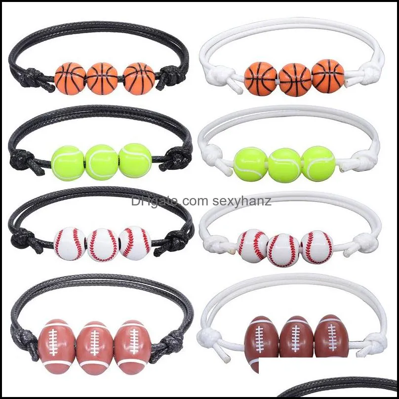 Bedelarmbanden sieraden tennis sport basketbal honkbal wax parsel Bracelet Summer Beach cadeau tqfyb