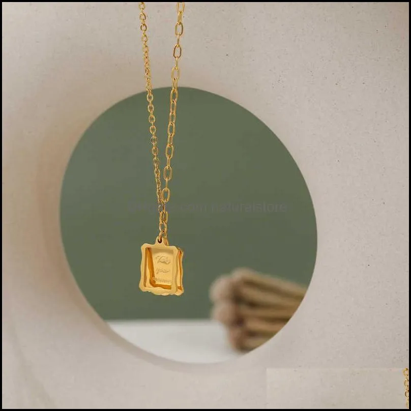 tanke your memo memory square stamp stainless steel pendant necklace plated with 14k real gold necklace