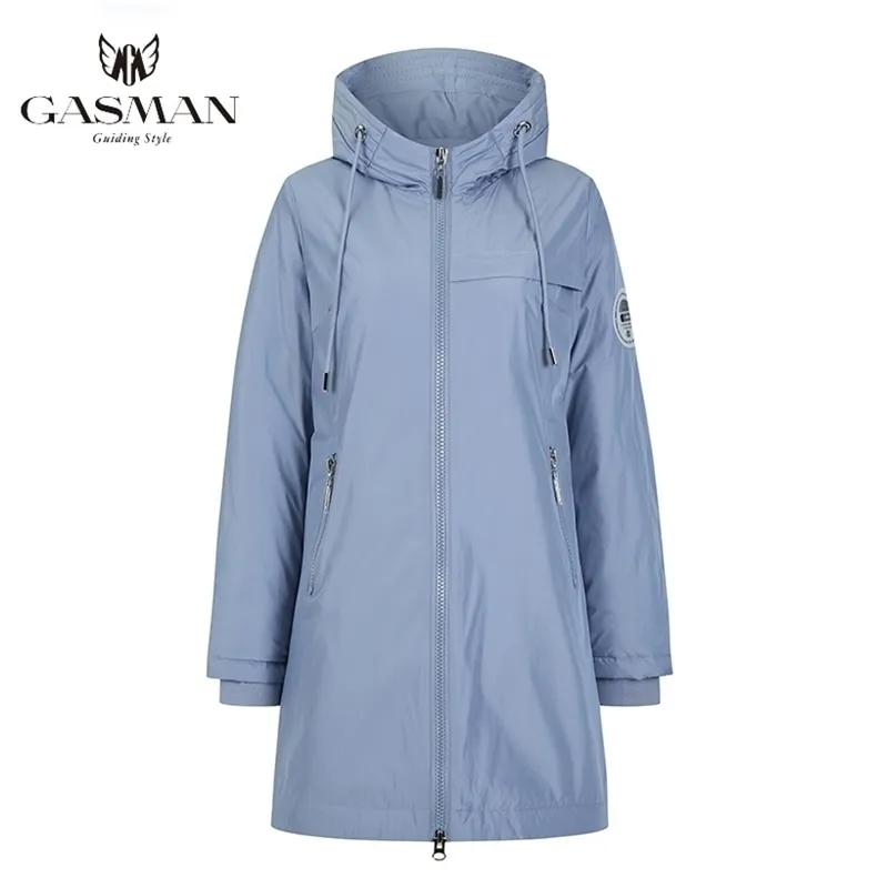 Gasman Fashion Brand Blue Warm Awomm Womens Jacket Длиная куртка с капюшоном для женщин.