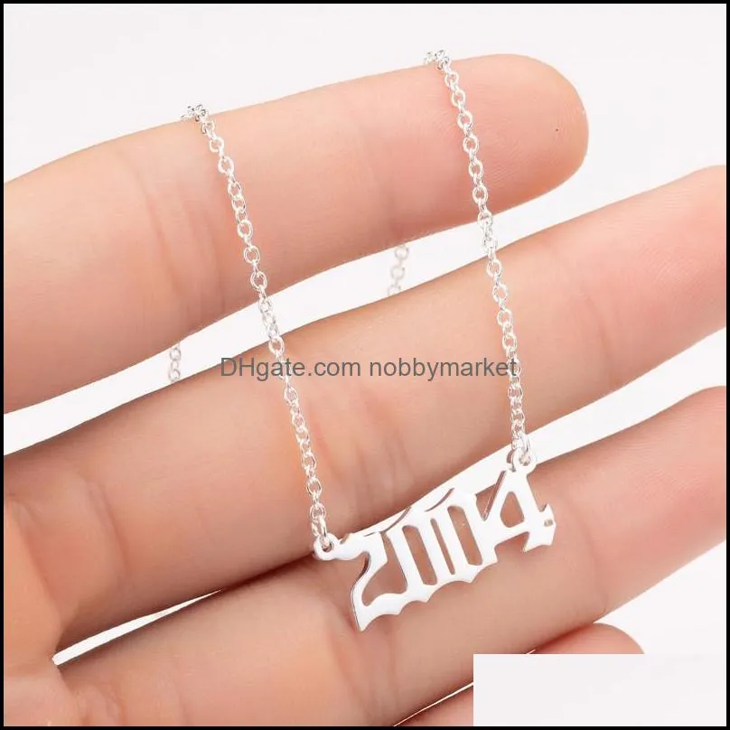 Birth Years Necklace,Initial Year Number Pendant Necklace For Women Girls Birthday Gift Charm Friendship Stainless steel Necklace-Z