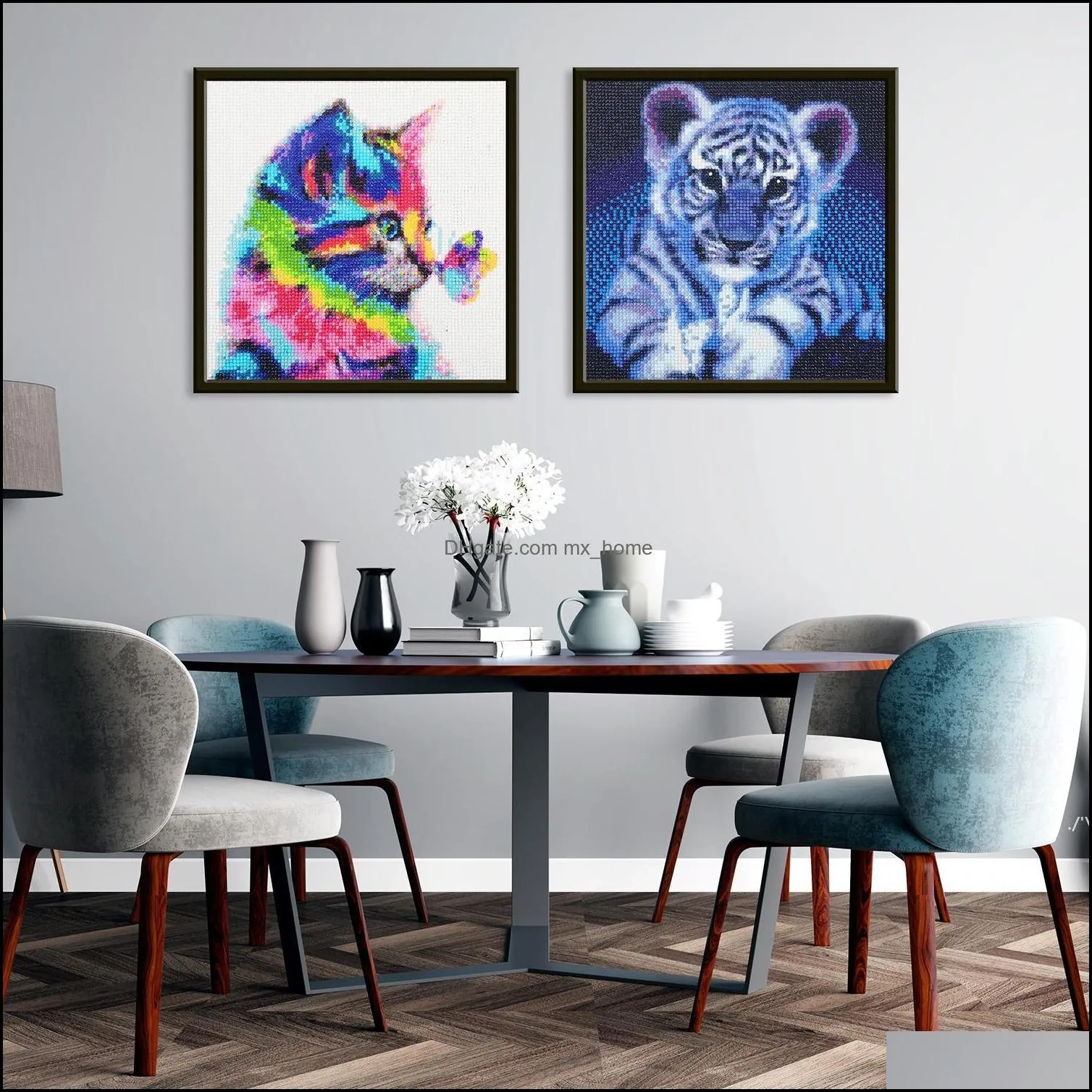 Diamond Painting Arts Crafts Gifts Home Garden 4-Pack Diy Painting 5D Shiny Resin Animal Art Paintings Kits For Adts And Kids Hanging O