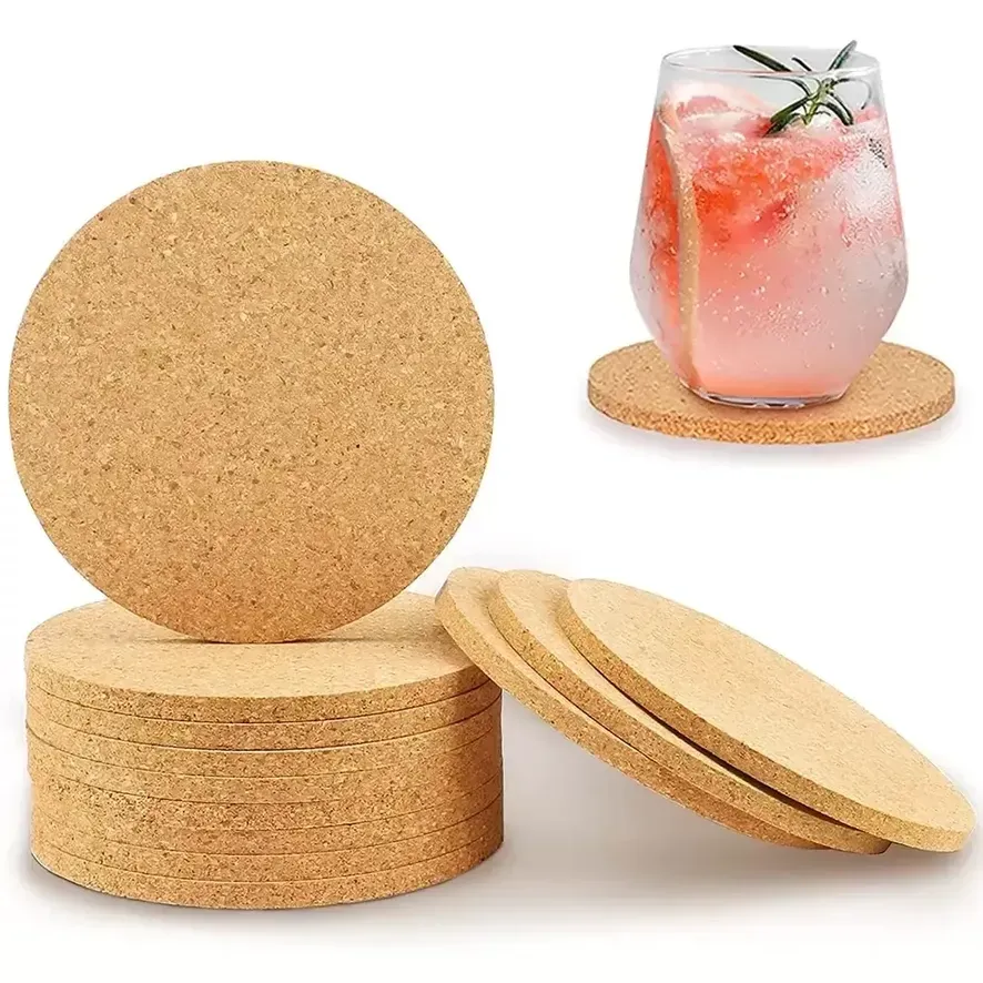 Cork Coaster 1PCS Mata Mata Herba Kubek Kubek Drink do kuchni Naturalne drewniane maty stołowe okrągłe napoje Coaster C0623x02