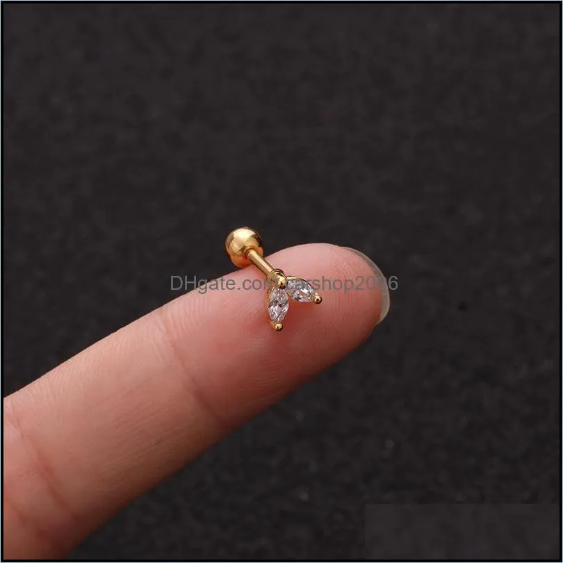 zircon small stud dangle earring single shiny mini ear ring screw earrings fashion studs ears piercing jewelry for women girl