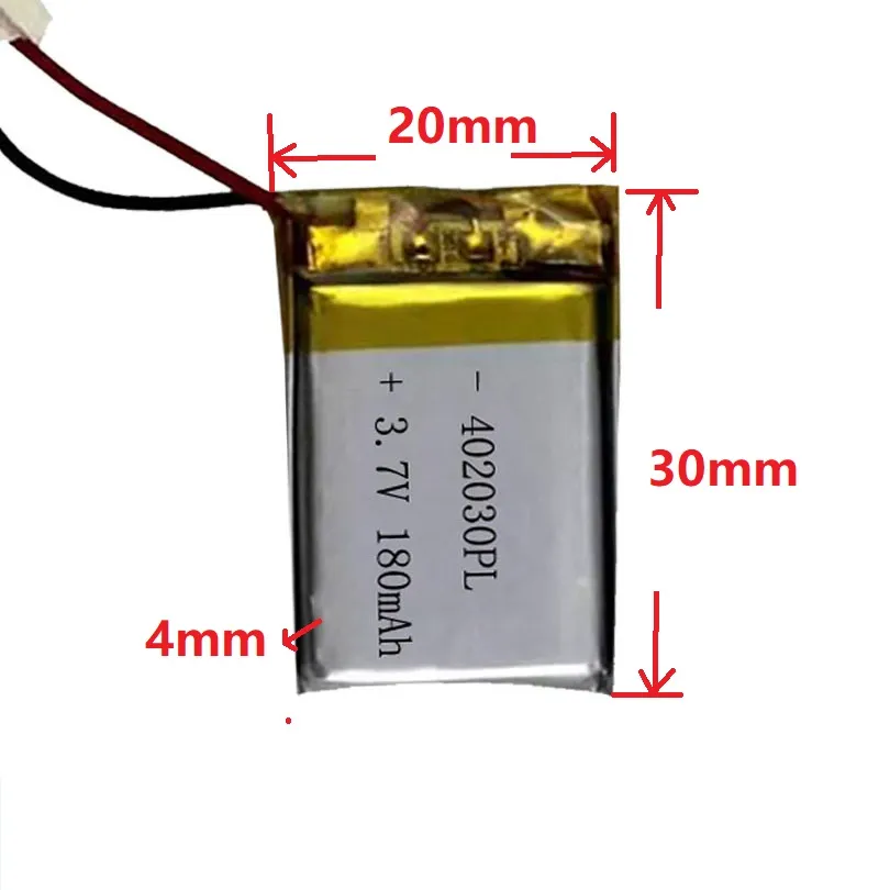 Super 3.7V Li Polymer Battery 402030 Real Capacity 180mAh litiumbatterier med Protect Board för Toys MP5 300st/Lot
