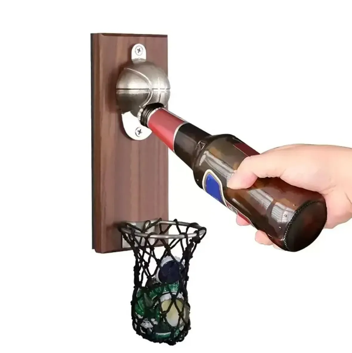 Stock Creativo Apribottiglie Magnetico Montato A Parete Frigo Apri Birra Incorporato In Legno Massello Magnet Cap Catcher Per Vino Birra Lega di Zinco Inventario C0812