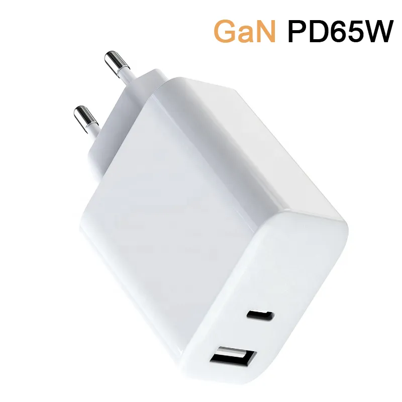 Dual porta USB tipo C 65W Carregador multiprotocolo PD QC Charging r￡pido Adaptador de energia Android para MacBook Air iPad