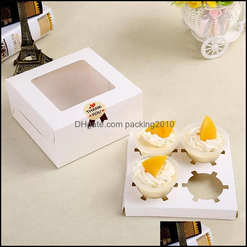 Cupcake Boxes Empty Clear Window Creative Kraft Brown & White Muffin Packaging Box DHL Fedex Fast Shipping