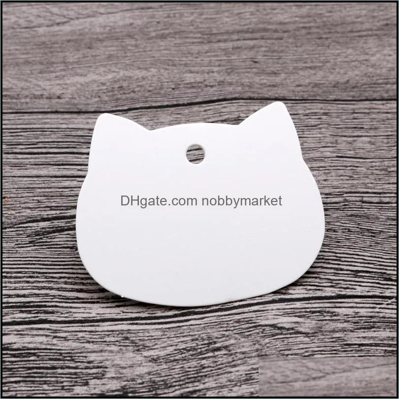 Packaging Label 100pcs/lot 6.5x5.5cm Cat Head Kraft /Black/White Paper Tags Wedding Gift Decorating Tag Can Custom Logo