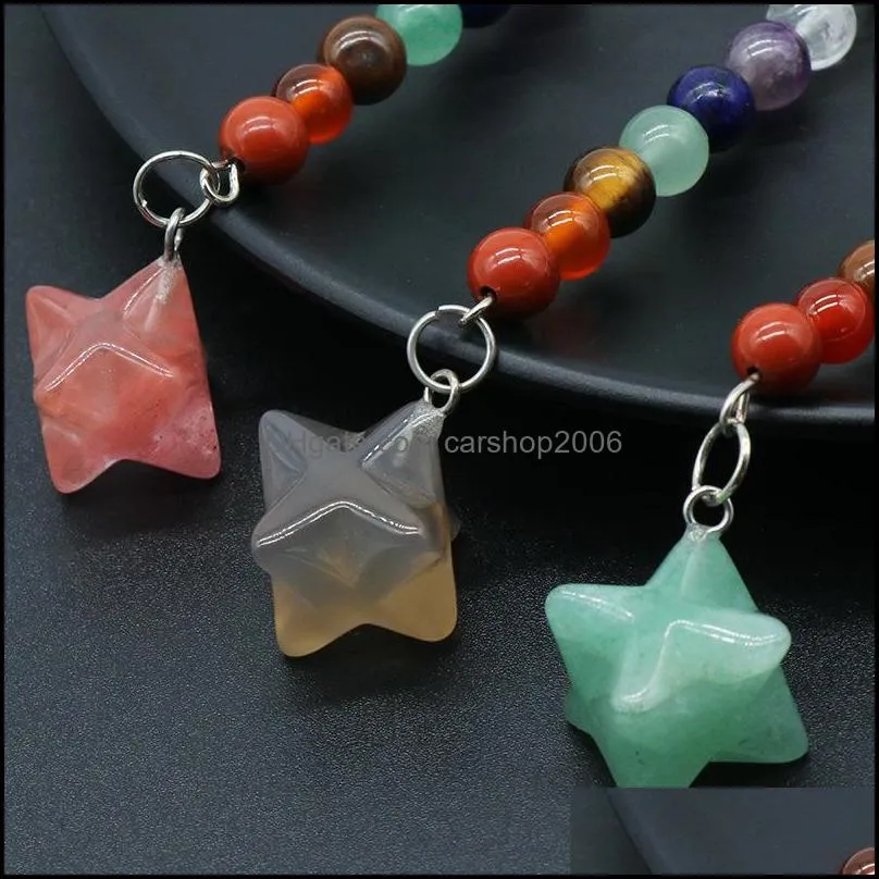 healing reiki chakra natural stone pendant keychain crystal chakras quartz key rings pink key chains jewelry accessories