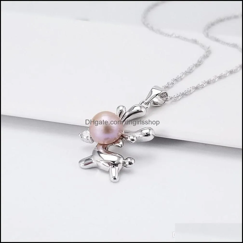 baby deer 100% solid 925 sterling silver pearl pendant necklace settings mounting for women semi mount women`s jewelry diy findings