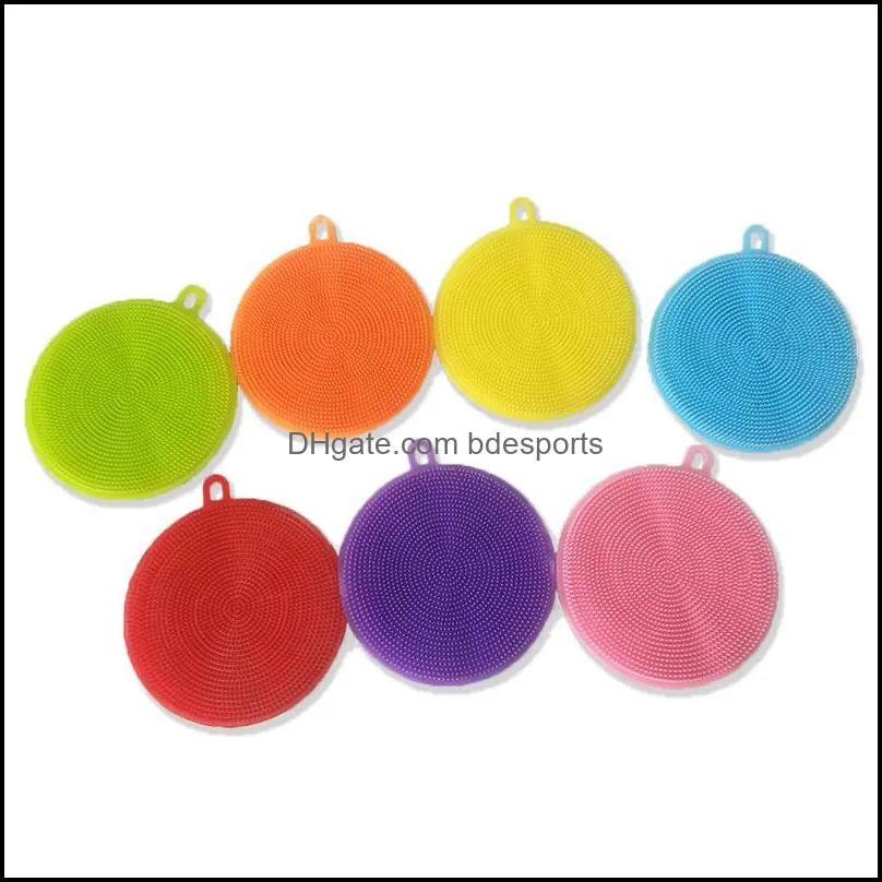 Clean Brush Creative Heat Resistant For Kitchen Cleaning Tools Colourful Circular Silicone Fruit Vegetable Tableware BrushES 3 3ad C