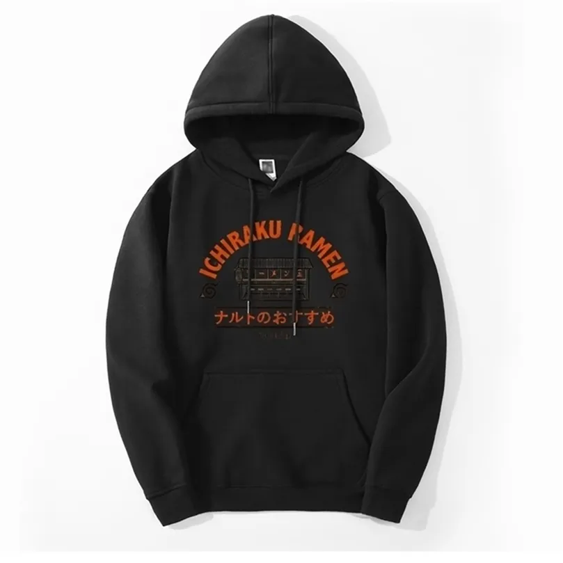 Ichiraku Ramen Japan Anime Sweatshirt Men Fashion Hooded Tracksuit Spring Winter Warm Fleece Loose Hoodies LJ200826