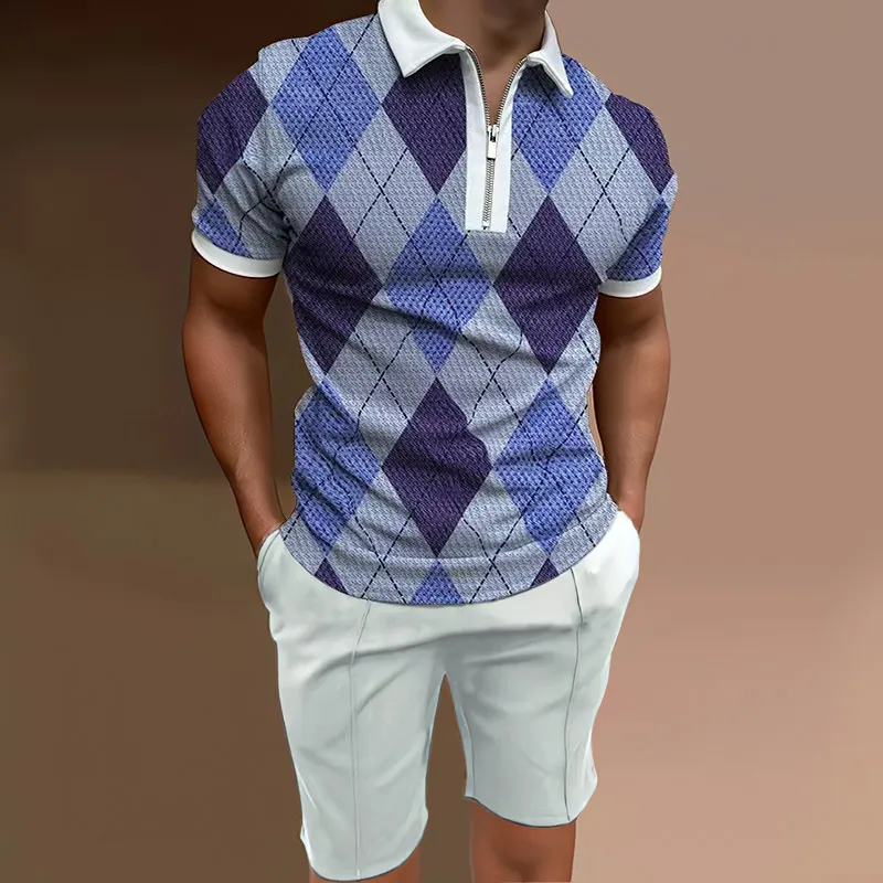 Projektant odzieży biznesowej letnie dresy Casual Polo Fashion Man 2-częściowy zestaw t-shirty szorty Plus rozmiar dwa kawałki krótki zestaw koszulki polo męskie