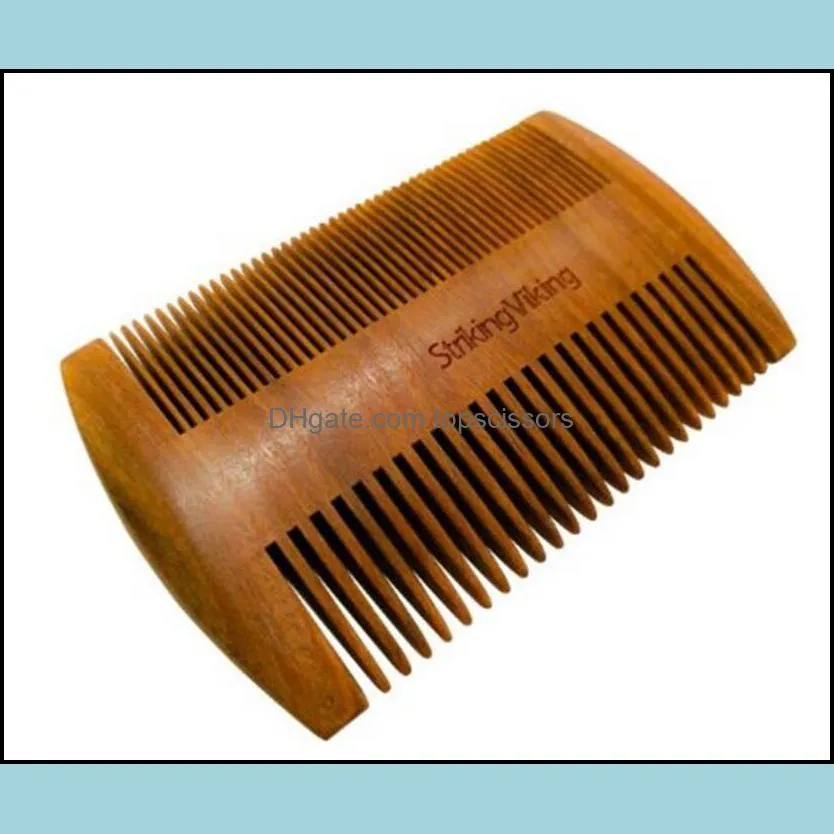 Factory wholesale quality peach wood dense teeth grate beard comb customized logo lice big tooth comb molding comb