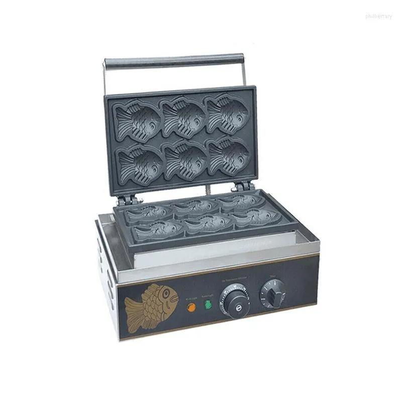 Producenci chleba 110V 220V 6PCS Fish Cakes Machine Commercial Electric Cake Cake Ice Cream Taiyaki Waffle Maker UE/US/AU/BS Plug Phil22