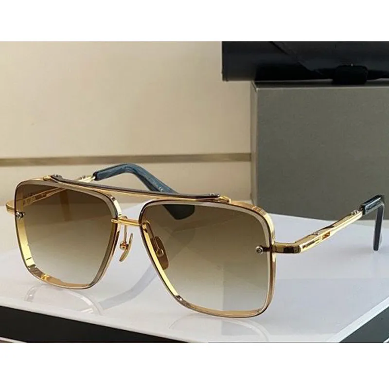 2022 Lunettes de soleil vintage carrées Lunettes de soleil pour femmes Fashion Designer Shades Luxury Golden Frame Lunettes de soleil UV400 Gradient Mach Six DITA