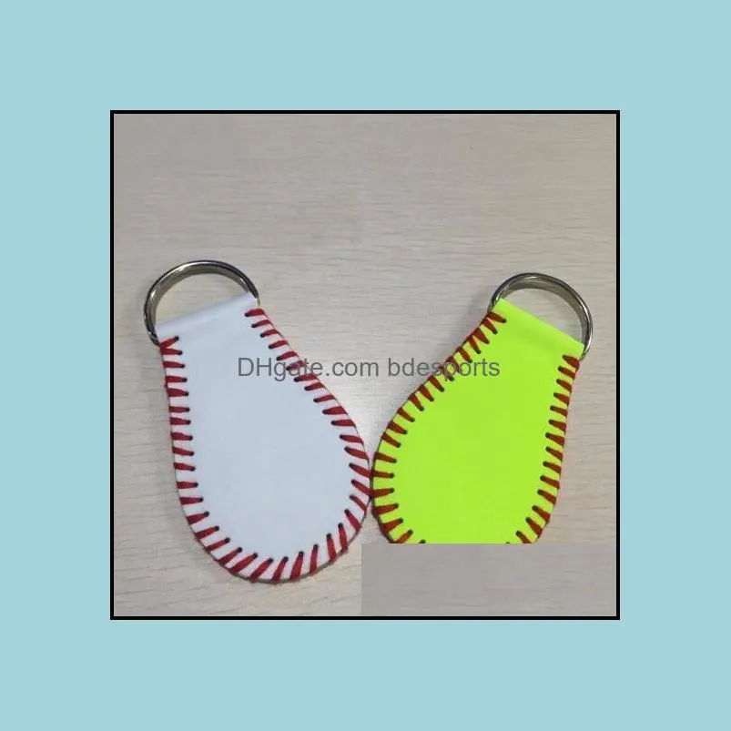 Novelty Items Home Decor Garden Creative Design Key Ring Leather Keys Chains Baseball Softball Keychain For Lady Bag Decorate Pendant Whit