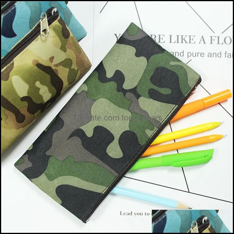 Camouflage Cosmetic Bag Pencil Bag Boys Girls Pen Storage Case Camo Zip Pouch Cosmetic Brush Holder Makeup Organizer 4styles DHL free