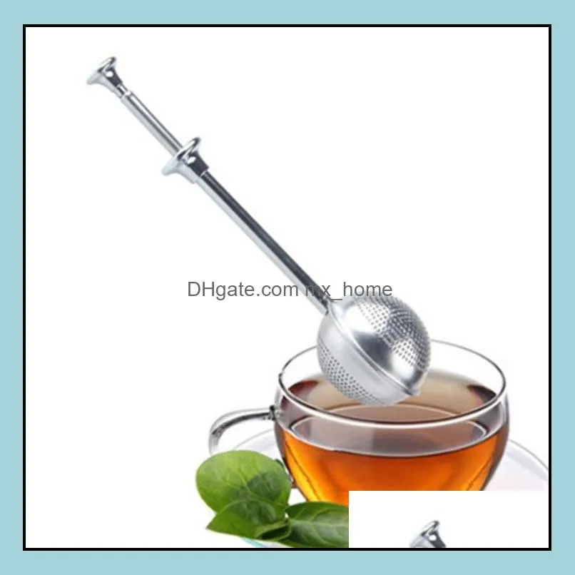 stainless steel tea strainer ball push tea infuser loose leaf herbal teaspoon strainer filter diffuser home kitchen bar drinkware tool