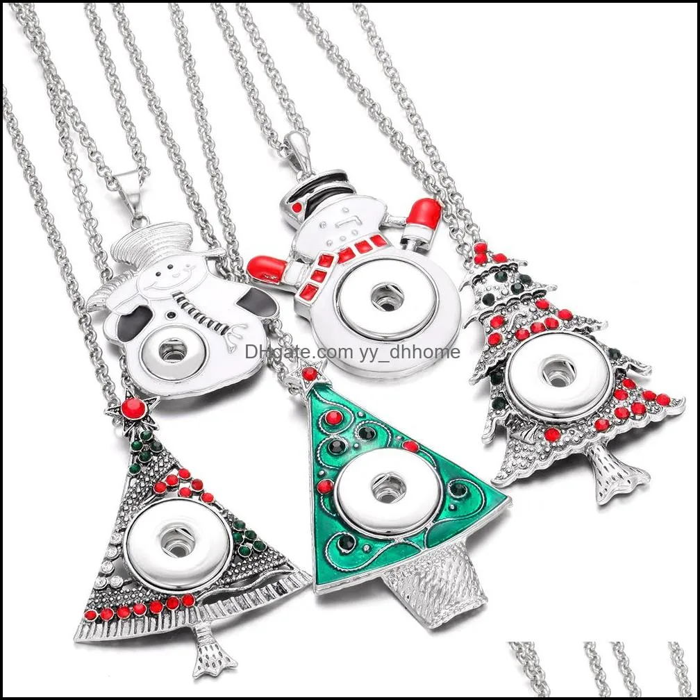 christmas series tree snowman snap button pendant necklace fit 18mm snaps buttons jewelry snaps necklaces for women mom gift yydhhome