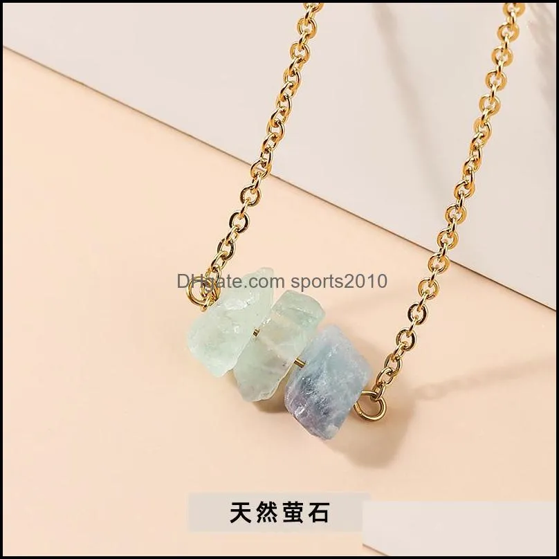 natural raw 5-10mm quartz stone reiki healing crystal chakra pendant necklace for women jewelry