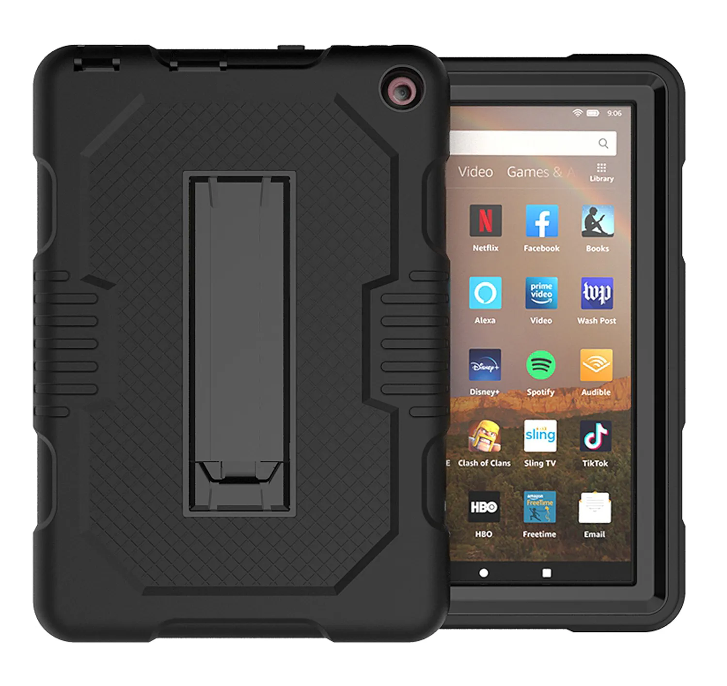 قضية ثقيلة لأمازون فاير HD 8/ HD8 بالإضافة إلى درع الوعرة Kickstand Srockproof Defender Cover (B2)