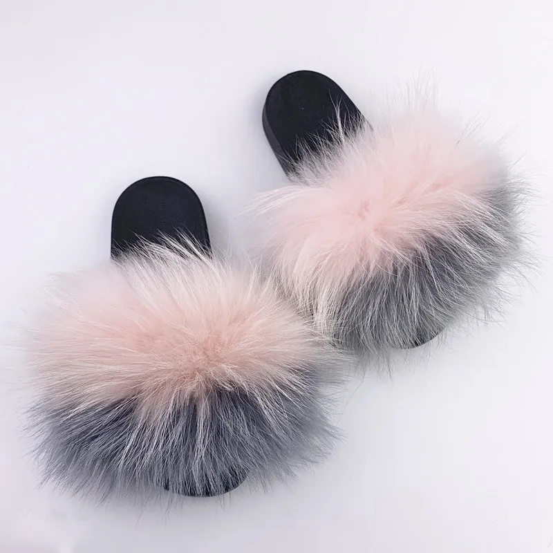 Femmes Pantoufles D'été Véritable Fourrure Glisser De Fourrure Pantoufles Mignon Maison Fluffy Pantoufles Loisirs Sandales De Fourrure Tongs En Peluche Chaussure Y200107