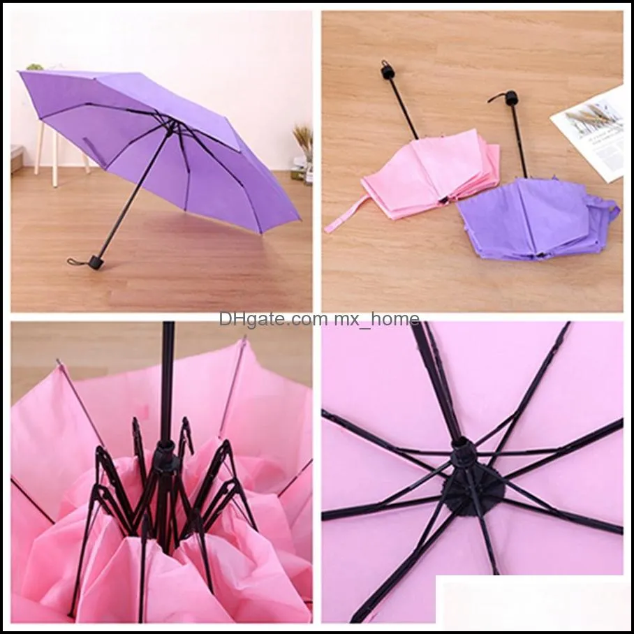 couple plaid three-folding portable umbrella mix colors folding short handle umbrella waterproof black solid color umbrella dh0809