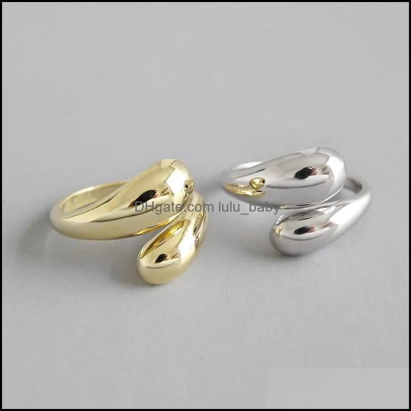 sterling silver korean trendy smooth rings for women couple vintage gold silver geometric handmade wedding jewelry