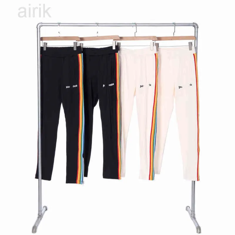 Pantalons de survêtement classiques arc-en-ciel sur le côté Pantalons décontractés Designer Loose Men Sports Pantalons décontractés Jogger Side Stripes Solid Joggers Pantalons de survêtement Pantalon arc-en-ciel Taille élastique