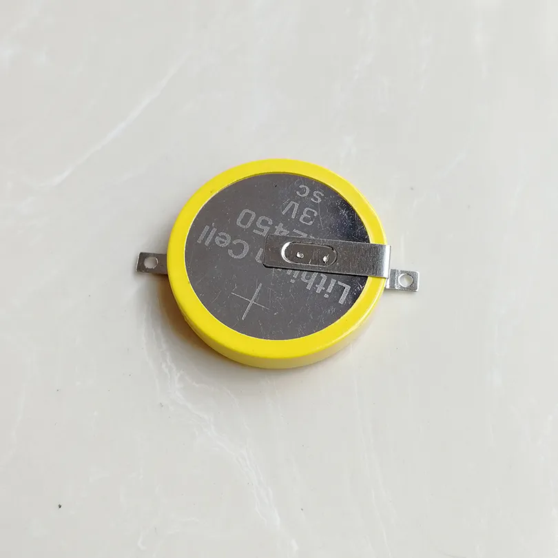 Super quality CR2450 Button cell battery with Pins 3V lithium batteries for PCB