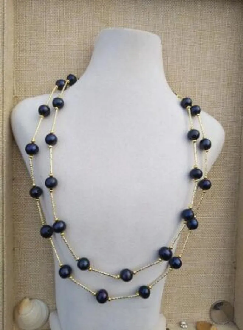 Colliers pendentifs 36 '' 10-11mm mer du Sud véritable collier de perles noires 14k bijoux fins pendentif pendentif pendentif