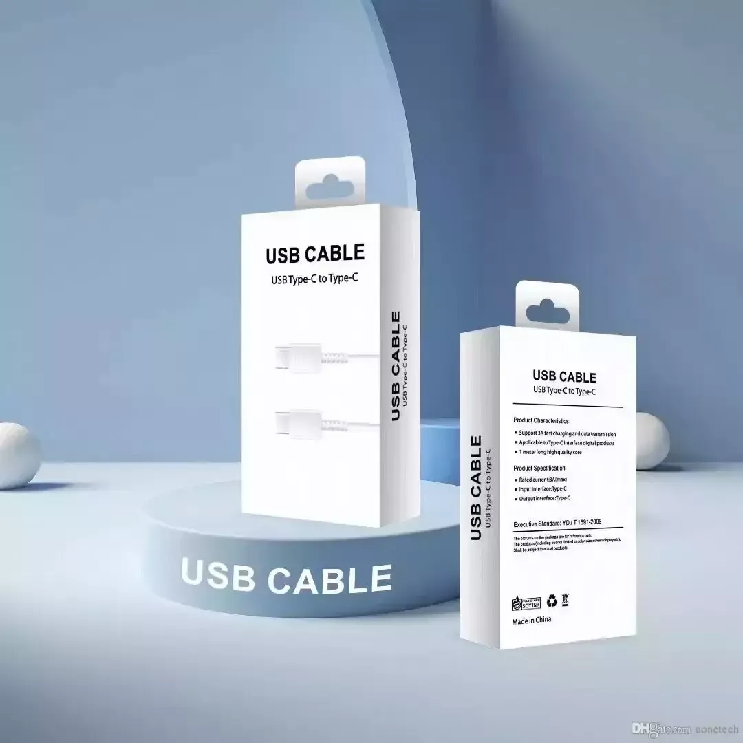1.2m 3ft USB Type-C لكتب C Cables Charge Fast for Samsung Galaxy S10 Note 10 Plus Pd Pd Quick Charges with Packaging