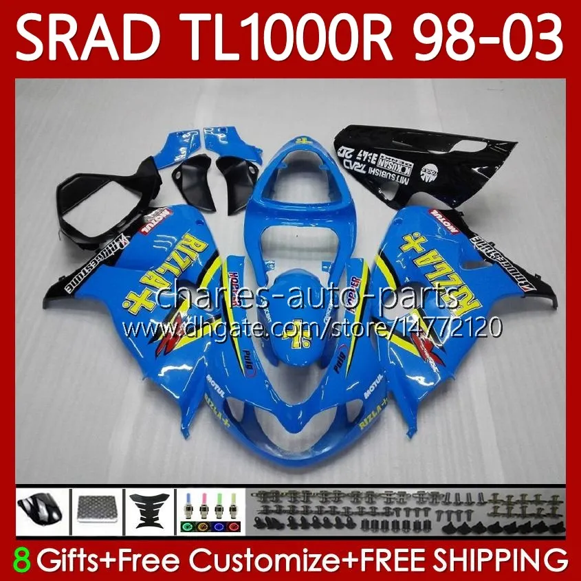 Suzuki Rizla Cyan Srad TL1000R TL-1000 TL 1000 R 98-03 바디 118NO.15 TL-1000R TL1000 R 98 99 00 01 02 03 TL 1000R 1998 1999 2000 2000 2001 2002 2003 페어링 키트