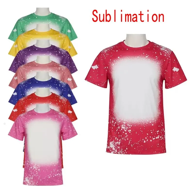 !Wholesale Men Sublimation Bleached Shirts Cotton Feel Thermal Transfer