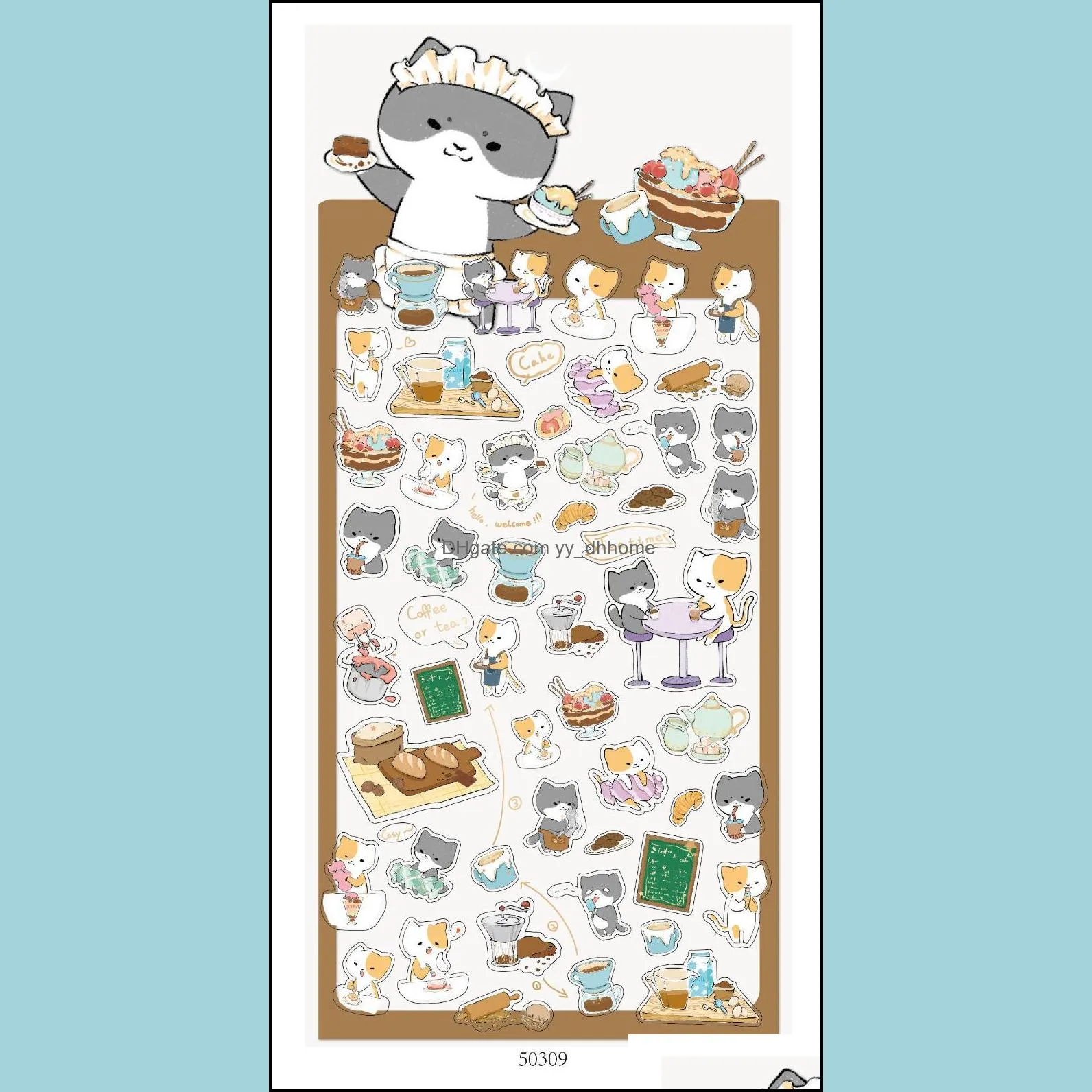 Gift Wrap Cute Cat Stickers For Scrapbooking Happy Planner Accessories Cartoon Animal Junk Journal Diary Sticker DIY Craft