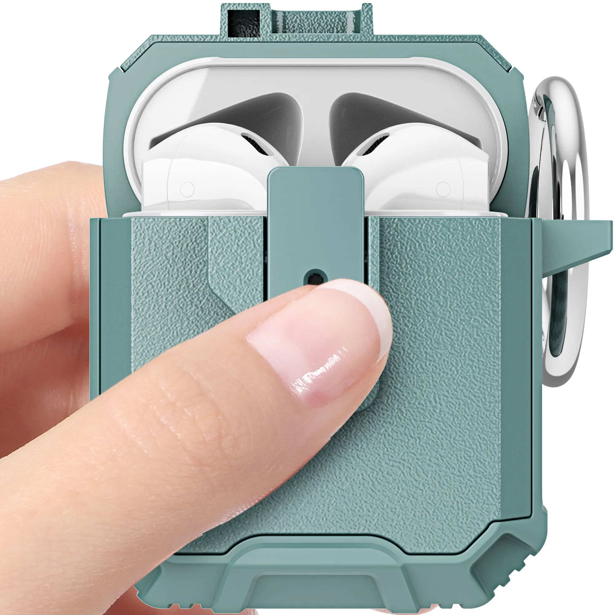 Bloquear acessórios para fones de ouvido de capa de armadura de interruptor para Apple AirPods 1 2 AirPod Pro Wireless Wireless Phone Tampa de proteção completa com capa dura anti-queda da cadeia-chave