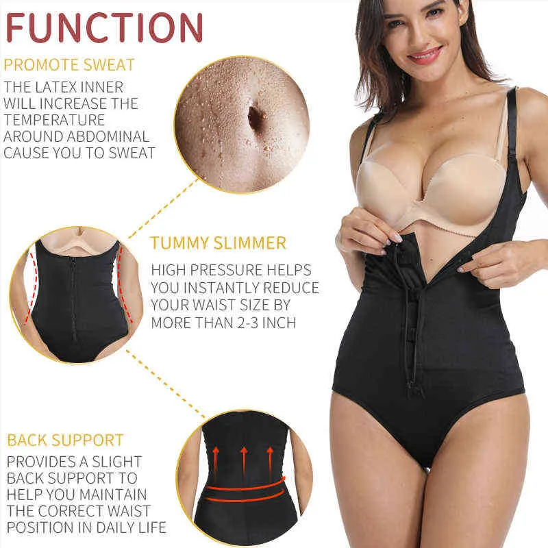 Women Full Body Shaper Shapewear Zipper Hook Latex Waist Trainer Underbust Body  Shaper Slimming Bodysuit Tummy Control Butt L220802 From 20,12 €