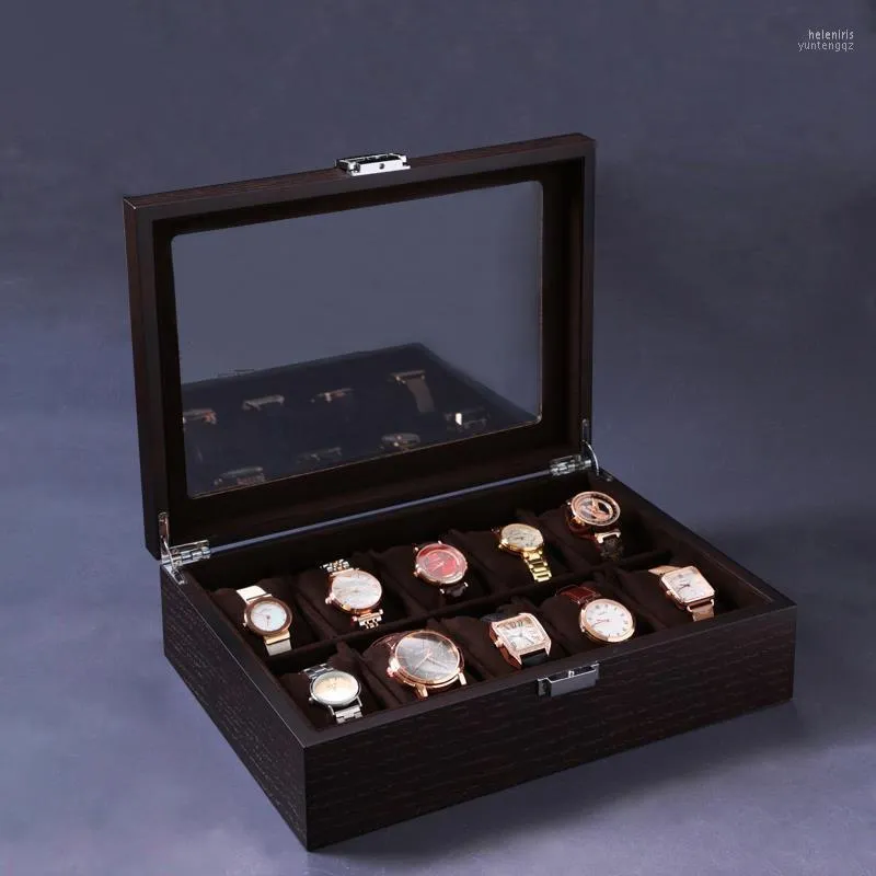 Boîtes à montres Boîtiers 6/10 Grilles Horloge Opbergdoos High-End Prachtige Massief Houten Sieraden Doos Antieke Storage Box Collection Hele22