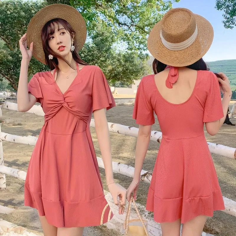 Costumi da bagno da donna Moda Costume intero da donna Costume da bagno coreano stile conservatore Costume da bagno dimagrante Costumi da bagno estivi per vacanze al mareDonna