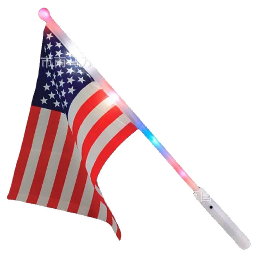 LED-leuchtende amerikanische Flaggen, 14 x 21 cm, leuchtende kleine Wimpelkette, handschwenkende Flagge, individuelle Anpassung der Nationalflagge