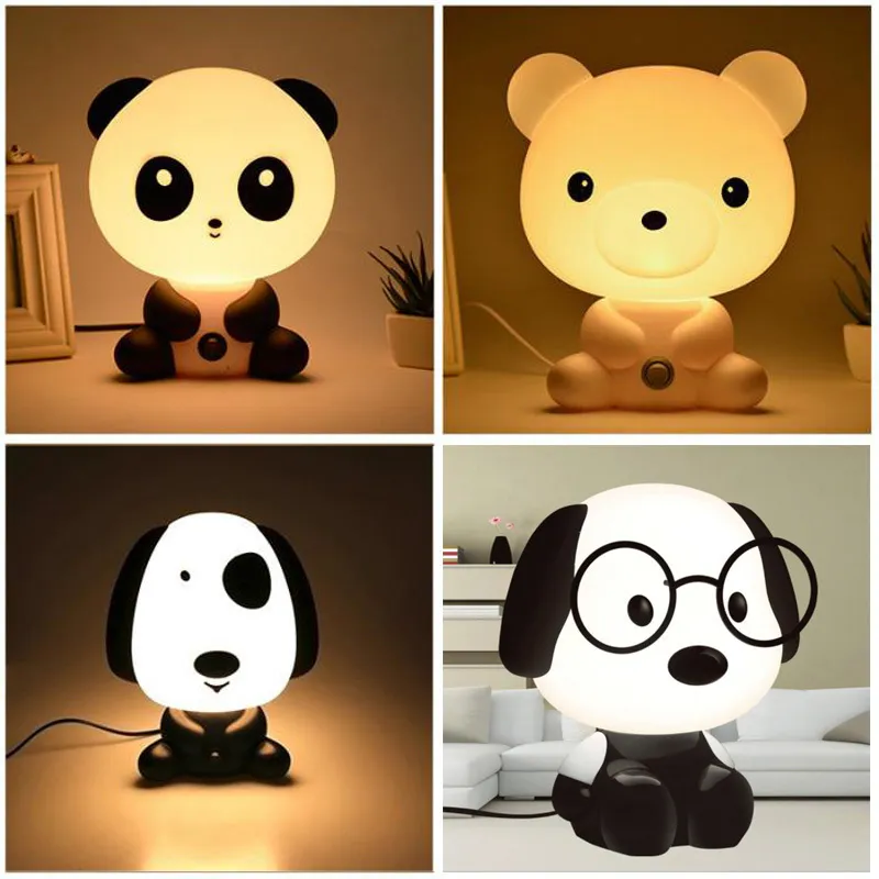 Pandarabbitdogbear baby night light kids漫画動物3Dランプ子供寝室のおもちゃ贈り物ムードライトデコレーションドロップシップ201028