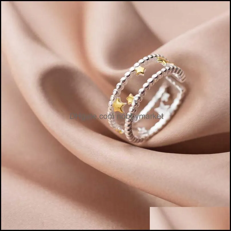 Star Ring 925 Silver Jewelry Vintage Charm Joyas Haut Bague Femme Aneis Ladies Knuckle Ring Boho Rings for Women Punk Anillos H1011
