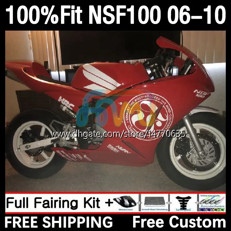 GlassFiber Race Bodywork for Honda Fibreglass NSF100 NSF 100 06-10 10DH.38 NSF-100 06 07 08 09 10 NS-F100 2006 2007 2008 2009 2010 Foring Fairing Dark czerwony