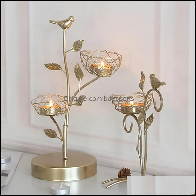 Other Home Decor Nordic Wrought Iron Candlestick Golden Bird Scented Candleholder Wedding Dining Table Decoration Candle Stand