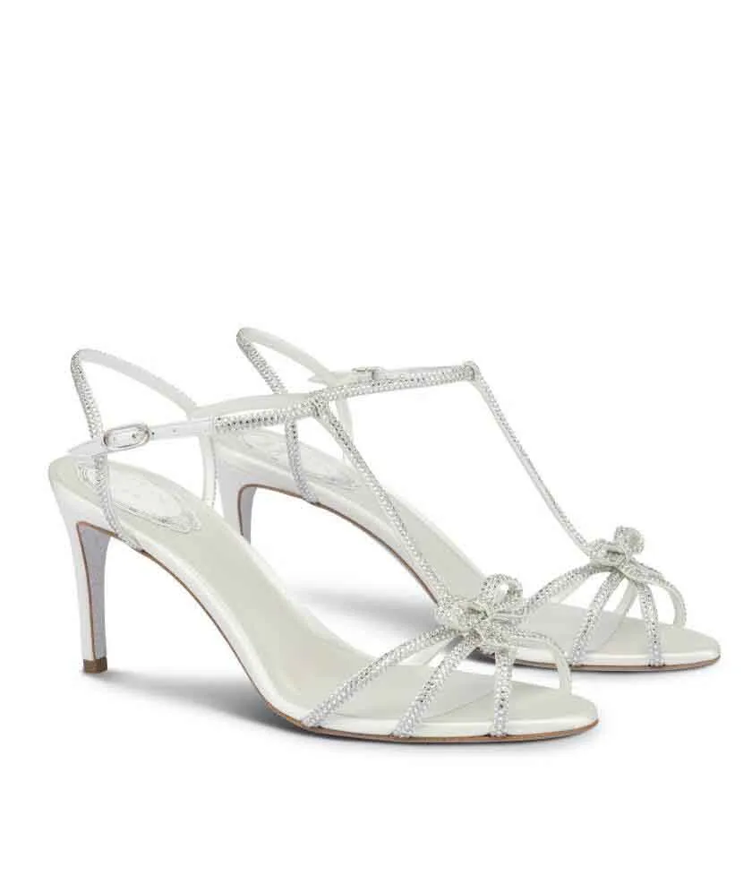 SS22 Season Rene T-bar Sandals Shoes For Women Caterina Jewel High Heels Italy Brand Glitter Sole Lady Wedding Party Bridal Luxury Footwear