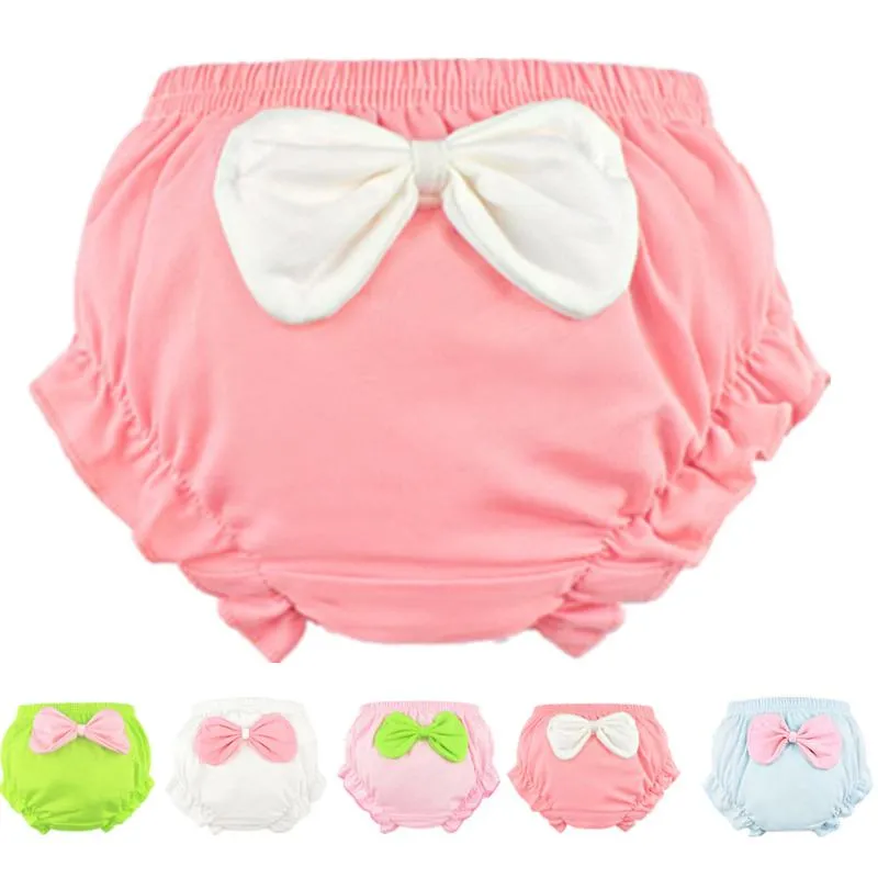 Trosor 0-2 år baby bröd byxor underkläder flickor shorts bow polka fast färg född sommar shortspanties