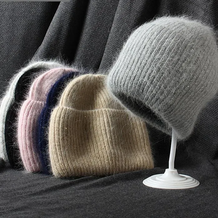 Beanie/Skull Caps Hat 6 Colorways Fur Sequin Woman Winter Solid Color Autumn Beanies Matchade varm mjuk motorhuven Skallies Gift Beanie/Skull Bean